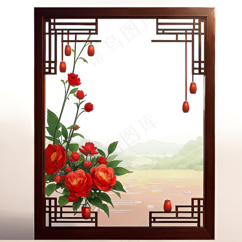 红色AI生成中国风框架素材11