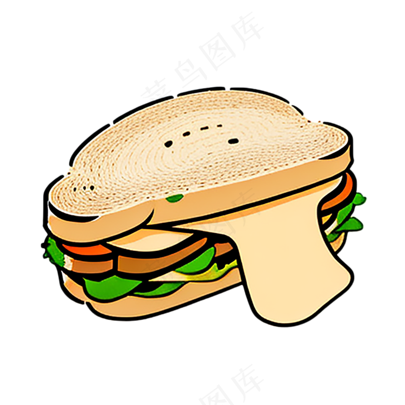 三明治西餐早点简笔画简约食物