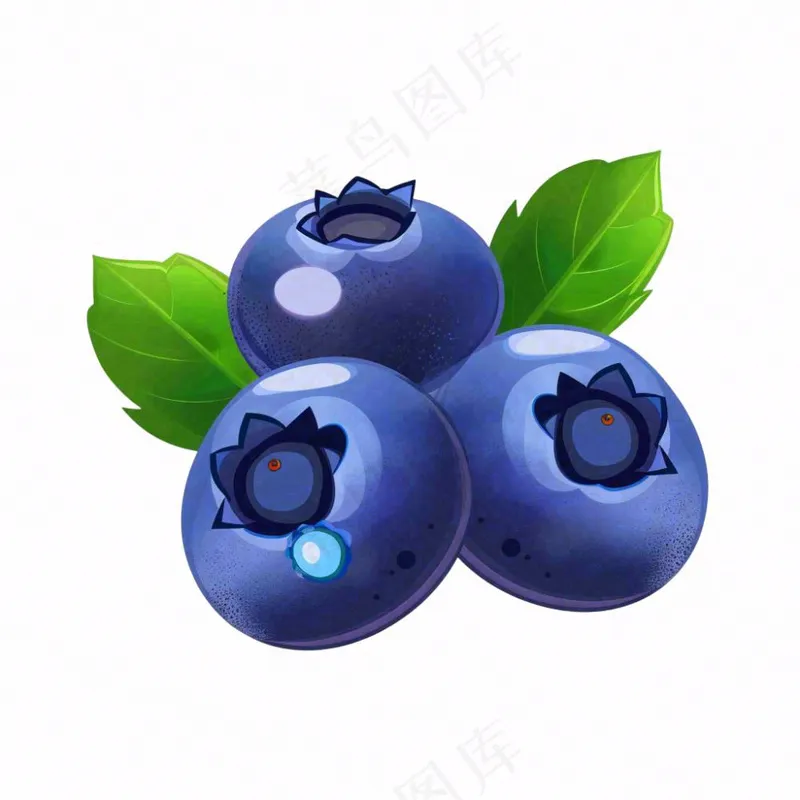 蓝莓水果卡通插画免抠(1024x1024)