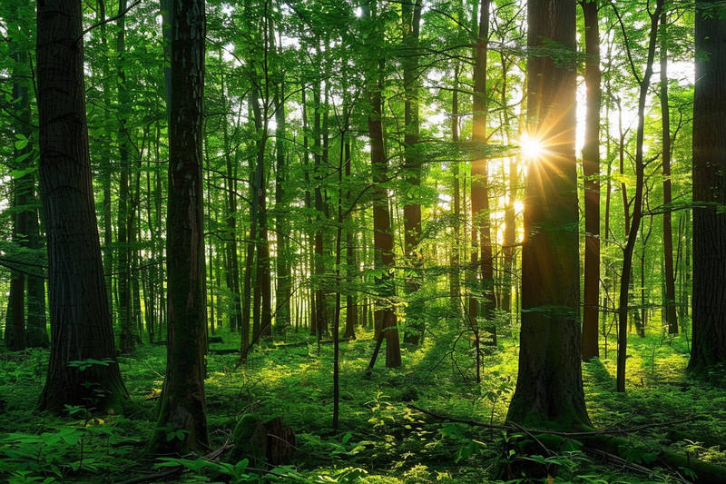 山林森林阳光绿色大自然风景摄影图