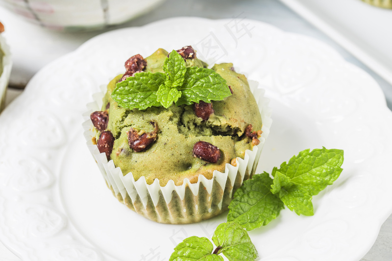 抹茶红豆蛋糕美食