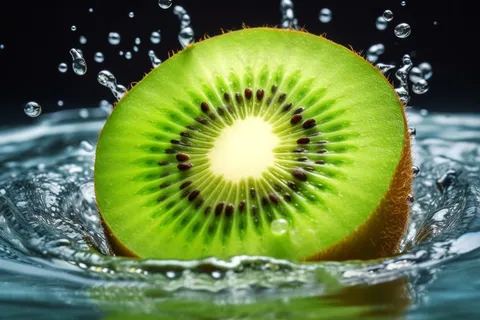 猕猴桃水果水里水花摄影图