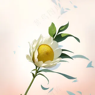 白色黄色手绘新中式风格花植物159 白色黄色手绘新中式风格花植物159