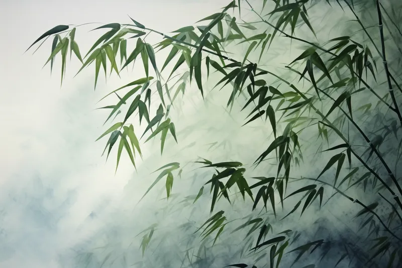 竹子竹叶水墨风中国风水彩画背景(4032x2688)