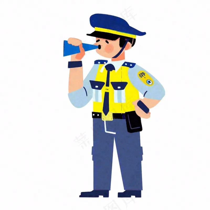 交警警察交通指挥劳动人物卡通插画免抠(1024x1024)