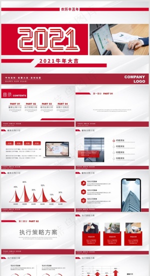 年终总结丨述职汇报丨牛气冲天丨PPT模板020预览图