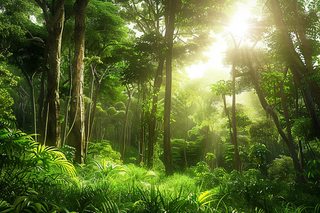 山林森林阳光绿色大自然风景摄影图