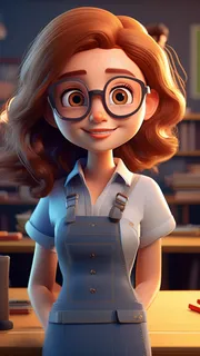 3D卡通人物教师女士1