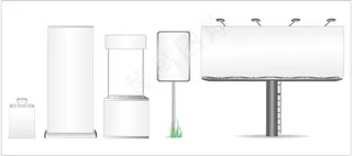 白色户外大型空白广告牌矢量免扣AI素材