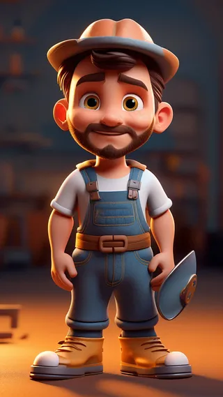 3D卡通人物铁匠男士等距视图C4D3