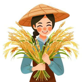 农民劳动人民抱着稻穗丰收人物插画免抠