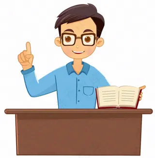 教书先生讲台老师教授卡通插画免抠