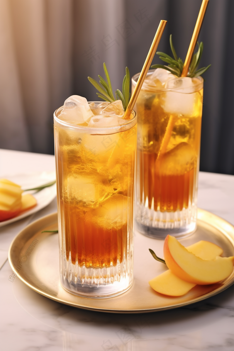 夏日冰镇红茶果茶饮料摄影图