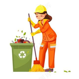 环卫工人劳动人民卡通插画免抠