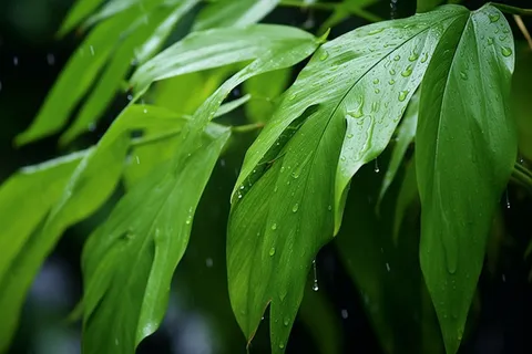 雨天绿植雨滴摄影图 雨天绿植雨滴摄影图