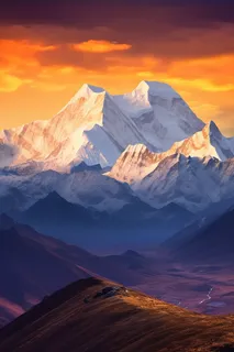 夕阳下的高原雪山美景摄影图 夕阳下的高原雪山美景摄影图