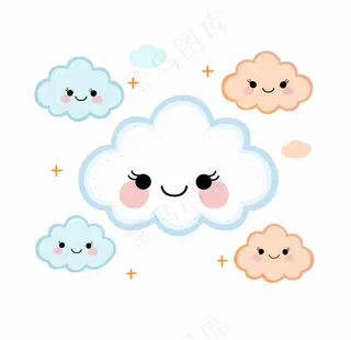 白云云朵天气卡通插画免抠