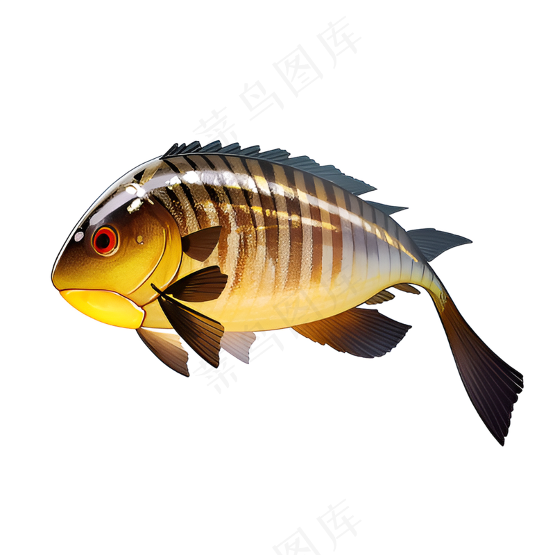 黄色卡通手绘鱼免抠素材48