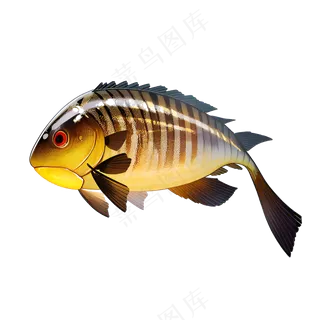 黄色卡通手绘鱼免抠素材48