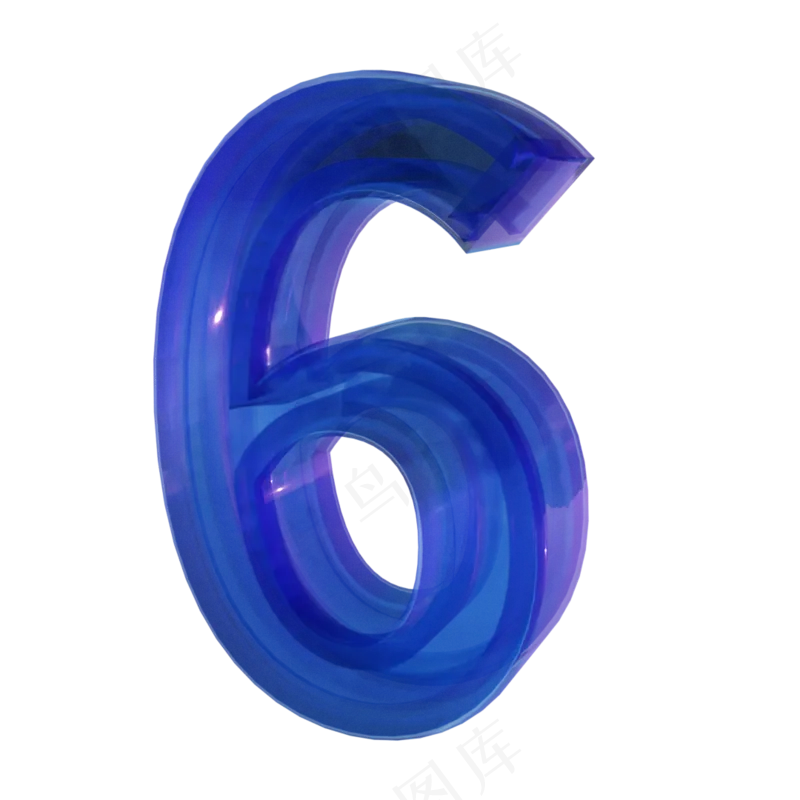 3d渐变玻璃数字6
