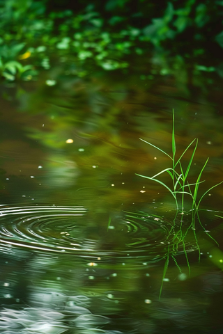 梅雨时节池塘河流小溪水洼地摄影图