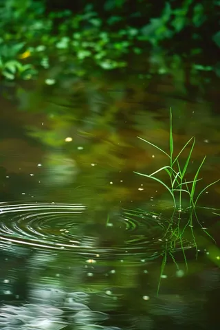 梅雨时节池塘河流小溪水洼地摄影图