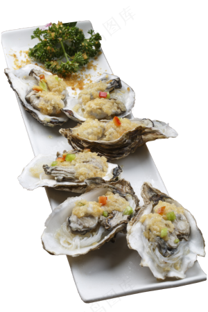 生蚝摆盘美食PNG素材