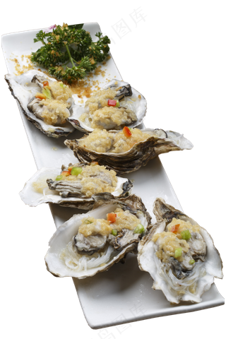 生蚝摆盘美食PNG素材