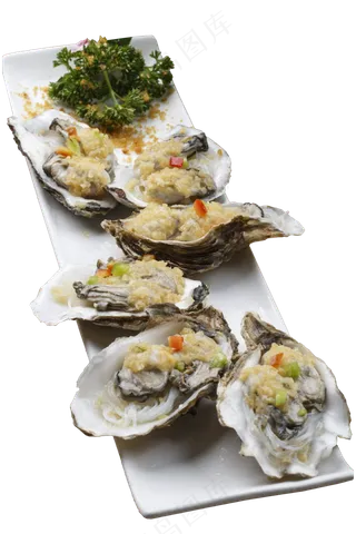 生蚝摆盘美食PNG素材