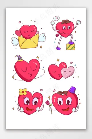 情人节爱心和玫瑰卡通手绘