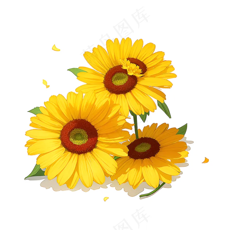 黄色向日葵花朵免抠素材37
