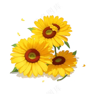 黄色向日葵花朵免抠素材37