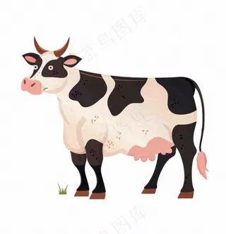 奶牛十二生肖动物卡通插画免抠