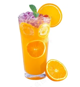 橙汁冰镇饮料水果茶免抠