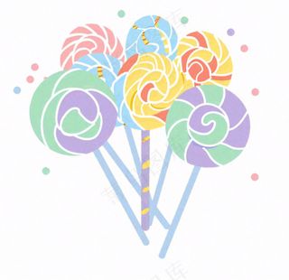 彩色棒棒糖卡通插画免抠