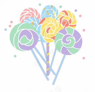 彩色棒棒糖卡通插画免抠