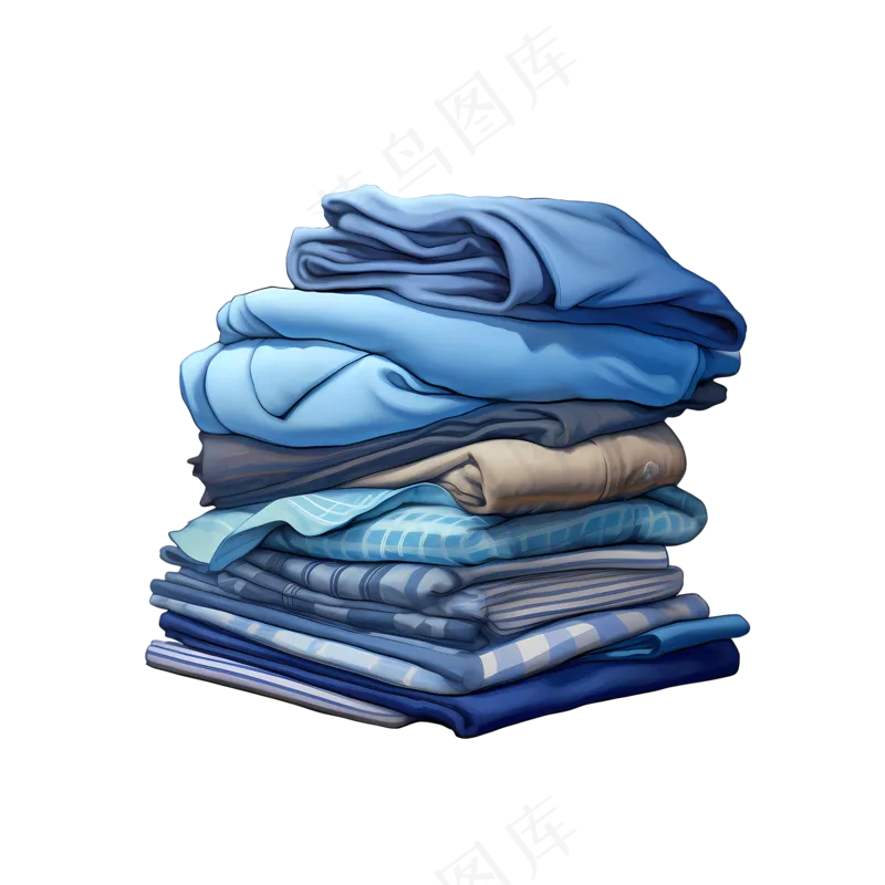 免抠叠好的蓝色衣服