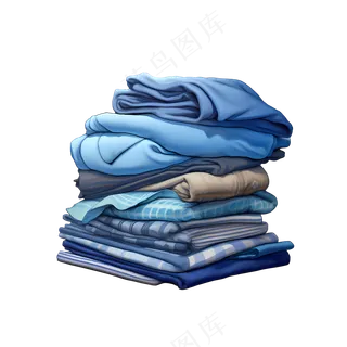免抠叠好的蓝色衣服