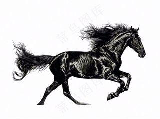 飞驰的骏马黑马动物免抠