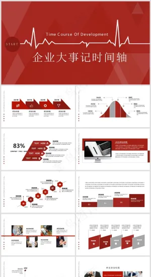 PPT模板丨工作总结丨大事记丨时间轴丨逻辑图标丨可视化图表048