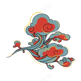 国潮敦煌云纹祥云插画免扣素材 (79)