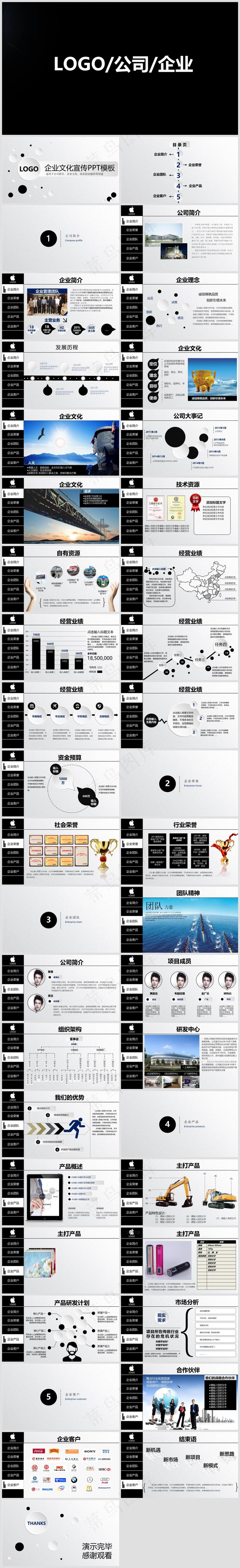 白色简约风微立体风企业画册公司宣传PPT模板