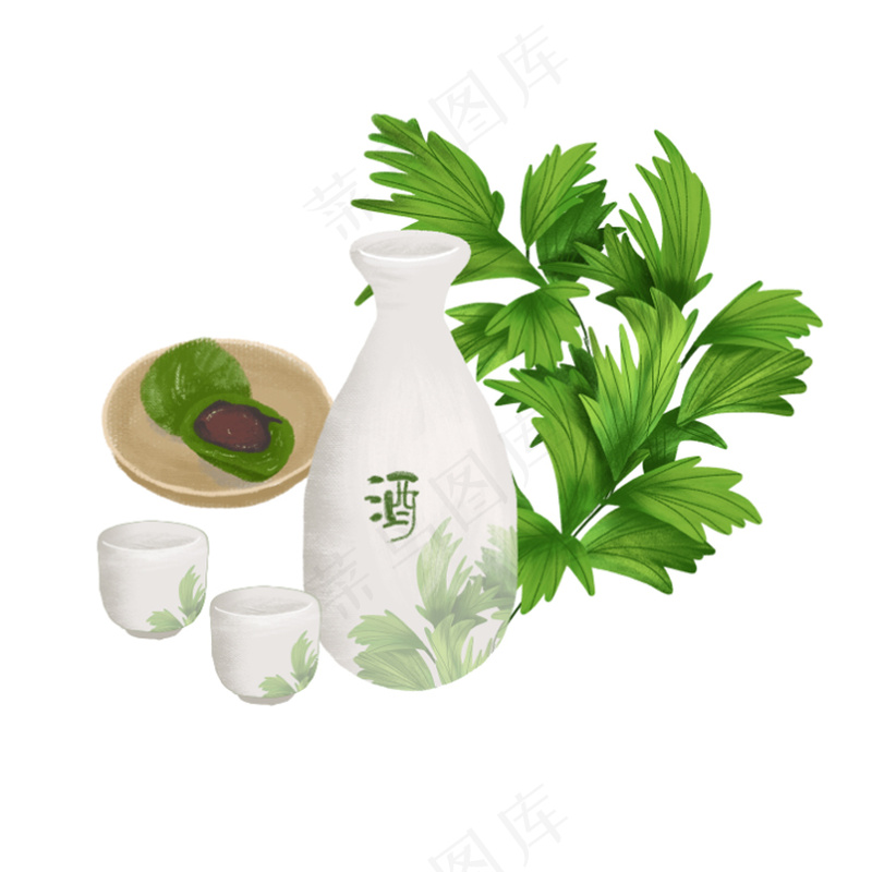 清明  青团素材  酒壶   艾草素材psd模版下载
