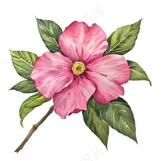 春天映山红花朵植物插画免抠