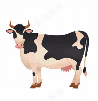 奶牛十二生肖动物卡通插画免抠