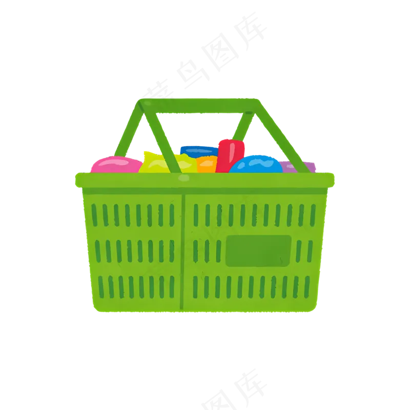 免抠绿色手提购物篮