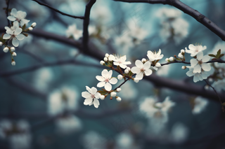 梨花李子花清冷背景摄影图