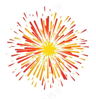 烟花绽放的烟花爆竹新年节日卡通插画免抠