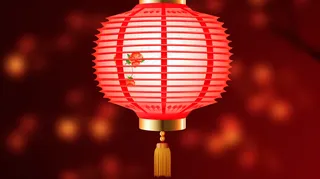 中式红灯笼折纸红色梅花背景卡通插画