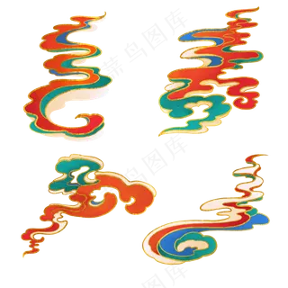 国潮敦煌云纹祥云插画免扣素材 (154)